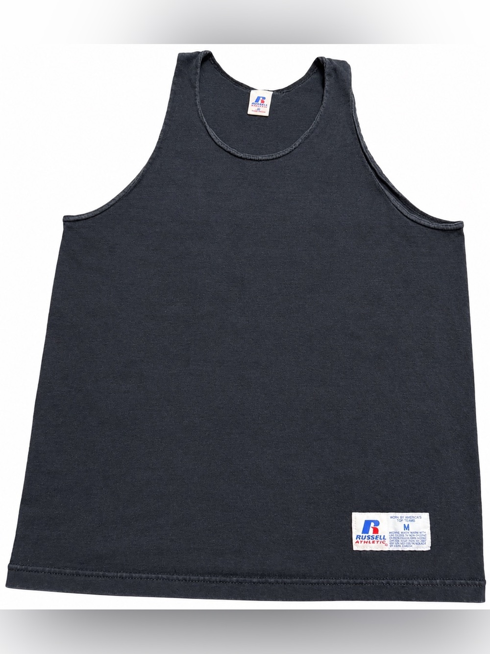 Vintage 90s Russell Athletic Faded Black Cotton Tank Top Men’s M